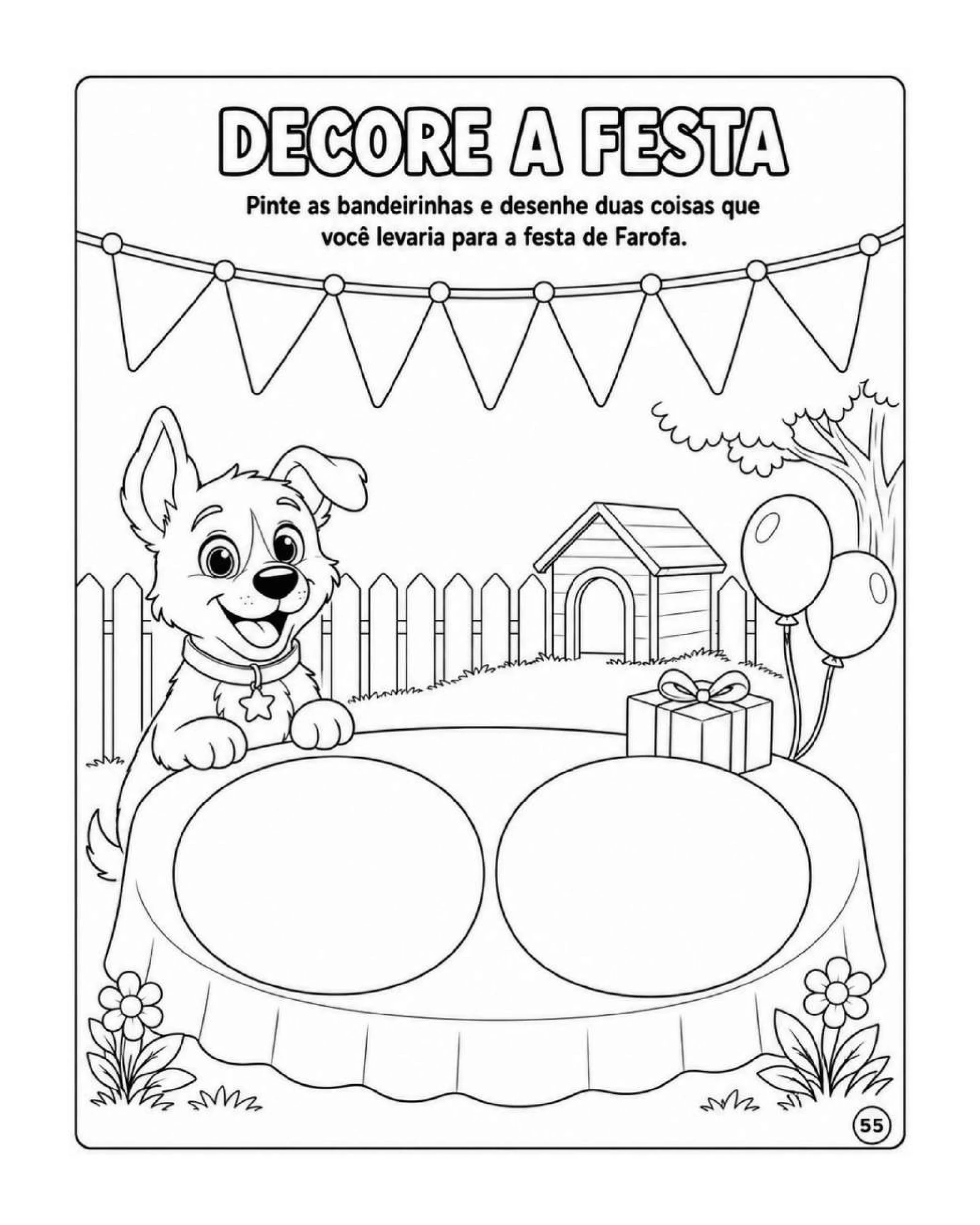 Atividade para decorar e colorir a festa do Farofa